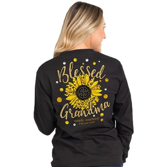 Simply Southern Blessed Grandma Sunflower LS Tee - Picture 4 of 4